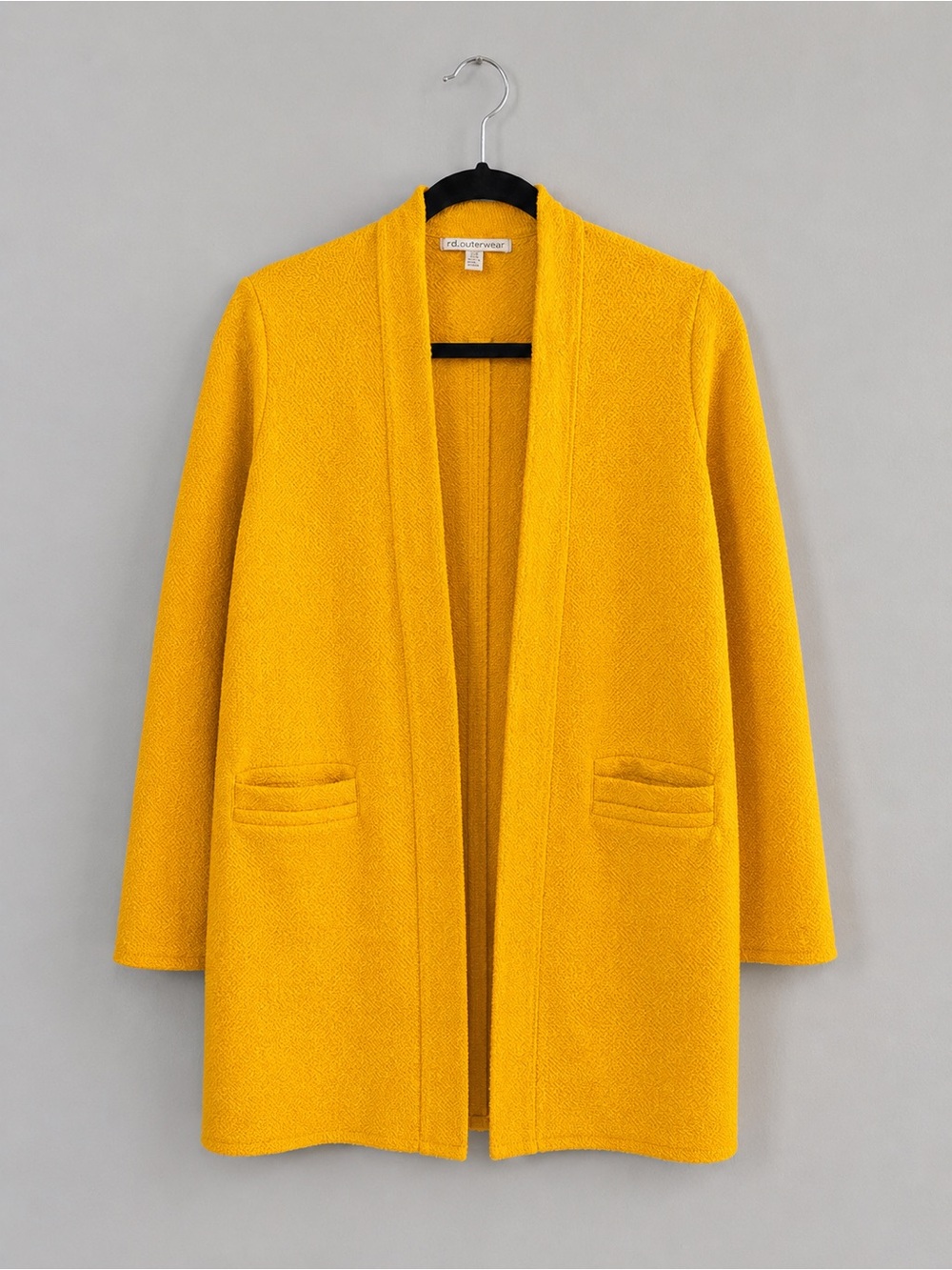 Open-Front Teddy Coat in Mustard Yellow - Casual Layering Jacket
